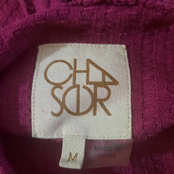 Chaser Womens Purple Drop Shoulders Waffle Hoodie Size Medium - Picture 5 of 8